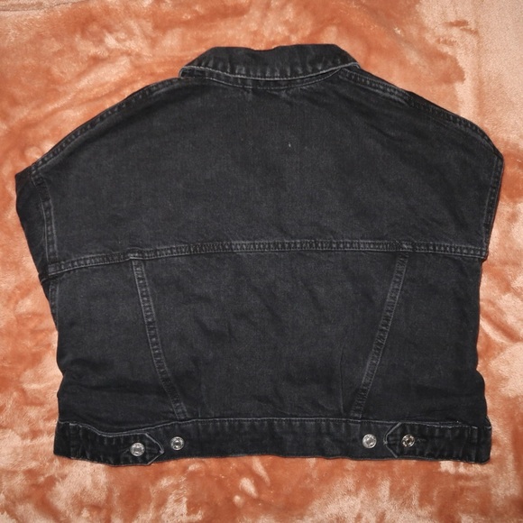 Zara Black Cropped Denim Utility Jacket 0/8197/279/800/02 - Picture 4 of 12